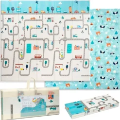 INTERBABY Mantas Y Gimnasios De Actividades-Alfombra de juego XXL Reversible Coches
