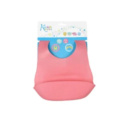 KIOKIDS Baberos-Babero silicona enrollable rosa