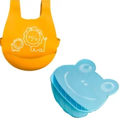 MS Baberos-Babero y Mantel de silicona Azul y naranja