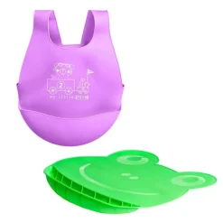 MS Baberos-Babero y Mantel de silicona Lila y Verde