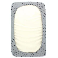 VADEBEBE Ropa De Cuna-Bajera Minicuna en punto algodón Estrellas gris