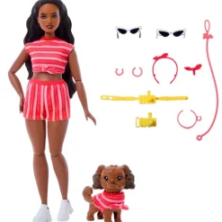 MATTEL Muñecas-Barbie Twinning Looks Muñeca Perrito Ropa Rayas Rojas