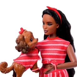 MATTEL Muñecas-Barbie Twinning Looks Muñeca Perrito Ropa Rayas Rojas