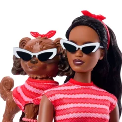 MATTEL Muñecas-Barbie Twinning Looks Muñeca Perrito Ropa Rayas Rojas