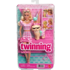 MATTEL Muñecas-Barbie Twinning Looks Muñeca Perrito Vestido Cuadros