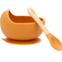 Bol con cuchara silicona Mostaza*SARO Clearance