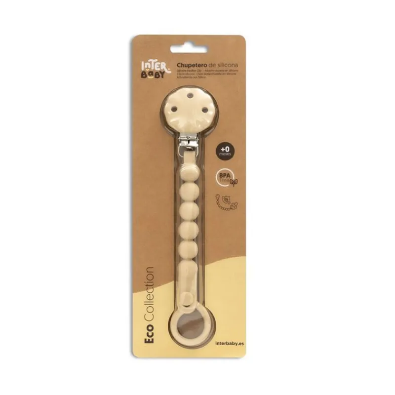 INTERBABY Chupetes Y Dentición-Cadena portachupete silicona Beige