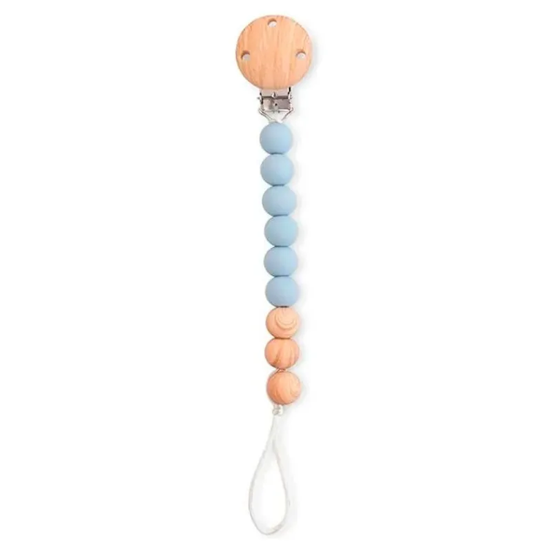 SARO Chupetes Y Dentición-Cadena portachupete silicona Woody Azul