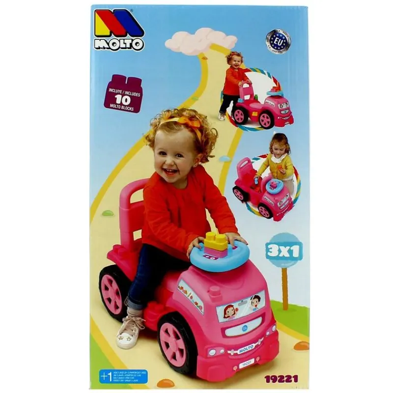 MOLTO Primera Infancia Y Preescolar-Camión Correpasillos 3 en 1 Rosa