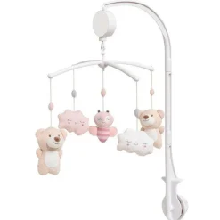 INTERBABY Regalos De Nacimiento|Jueguetes De Primera Infancia-Carrusel Musical Osito Rosa