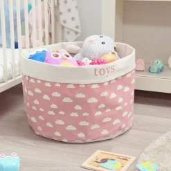 KIOKIDS Decoración Infantil-Cesta de juguetes Rosa