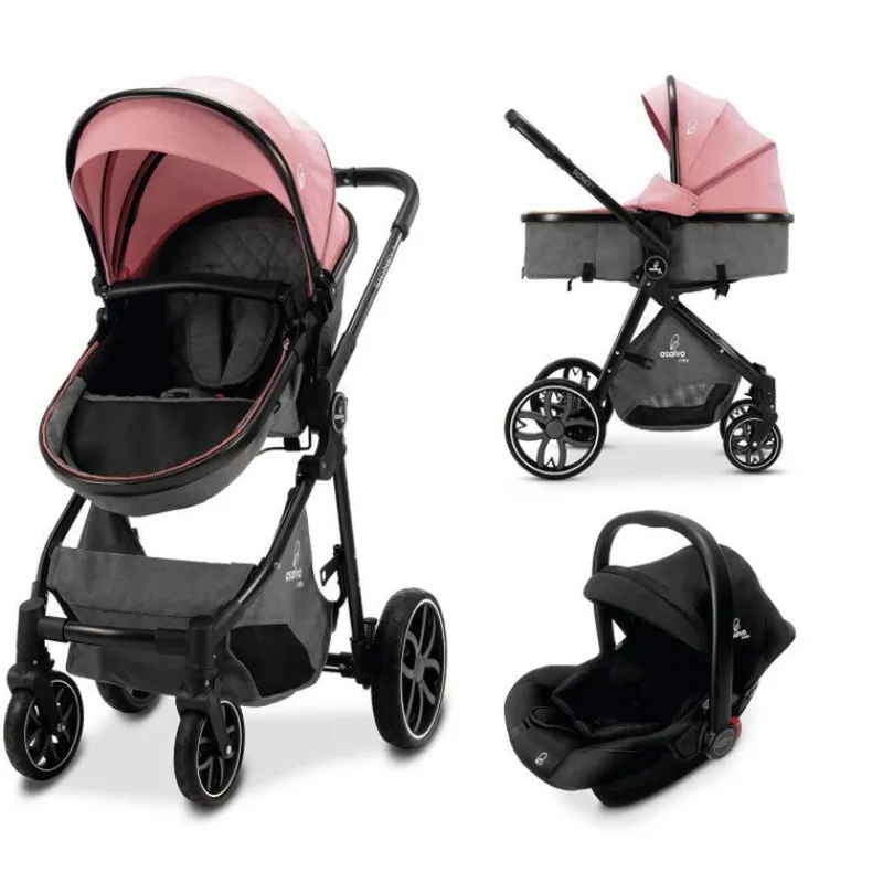 Cochecito 3 piezas Sidney 2 Rosa*ASALVO Best