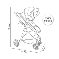 Cochecito 3 piezas Sidney 2 Rosa*ASALVO Best