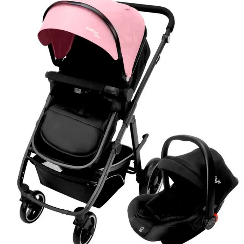 ASALVO Cochecitos De 3 Piezas-Cochecito 3 piezas Two+ 2 Rosa