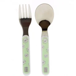 SARO Vajillas Infantiles-Cubiertos de Acero Inoxidable Verde