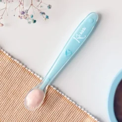 KIOKIDS Vajillas Infantiles-Cuchara blanda silicona Azul