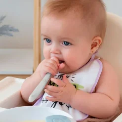 KIOKIDS Vajillas Infantiles-Cuchara blanda silicona Gris