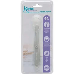 KIOKIDS Vajillas Infantiles-Cuchara blanda silicona Gris