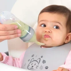 KIOKIDS Vajillas Infantiles-Cuchara dispensadora papilla Gris