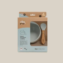 INTERBABY Vajillas Infantiles-Cuenco silicona c/ cuchara Azul