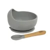 INTERBABY Vajillas Infantiles-Cuenco silicona c/ cuchara Gris