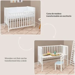INTERBABY Cunas|Juegos De Madera-Cuna colecho Bear transformable en escritorio