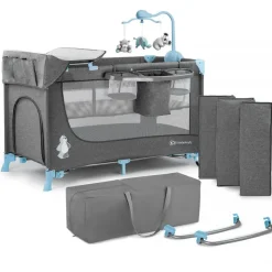 KINDERKRAFT Cunas De Viaje-Cuna de viaje doble altura Joy Azul