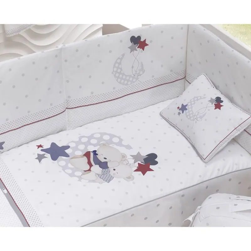 INTERBABY Ropa De Cuna-Edredón + Protector + Cojín Amorosos Gris