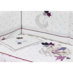 INTERBABY Ropa De Cuna-Edredón + Protector + Cojín Amorosos Rosa