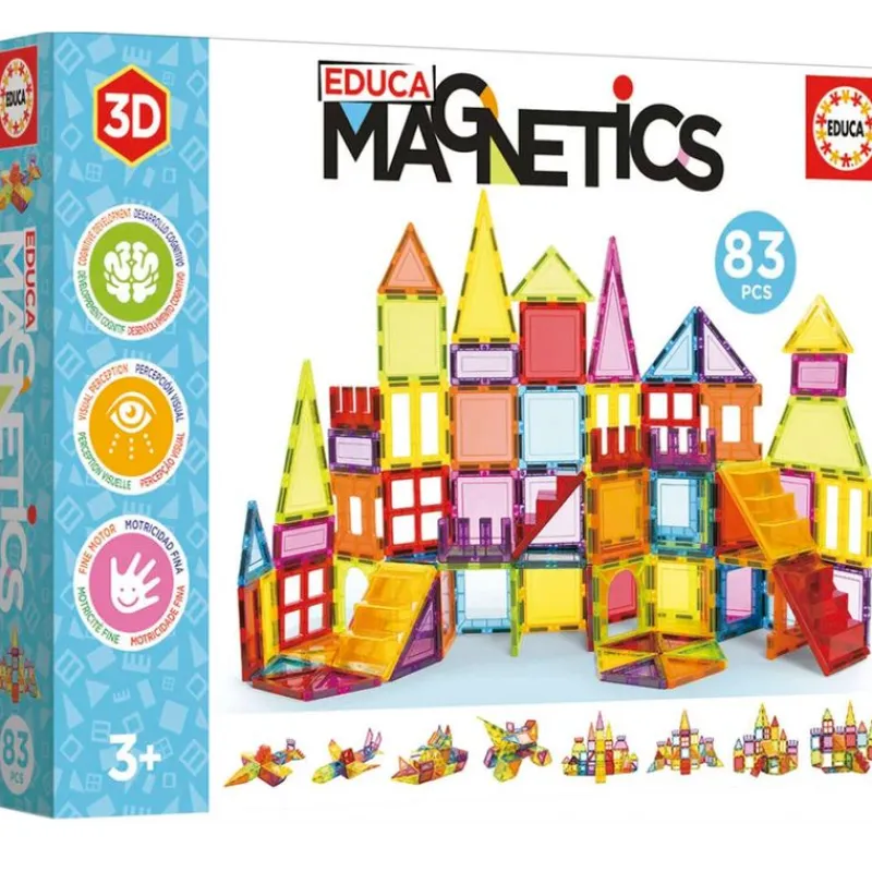 EDUCA Puzzles Y Construcciones-Magnetics Bloques Magnéticos 83 pcs