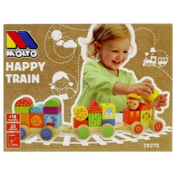 MOLTO Juegos De Madera|Primera Infancia Y Preescolar-Happy Train Tren Infantil de Madera