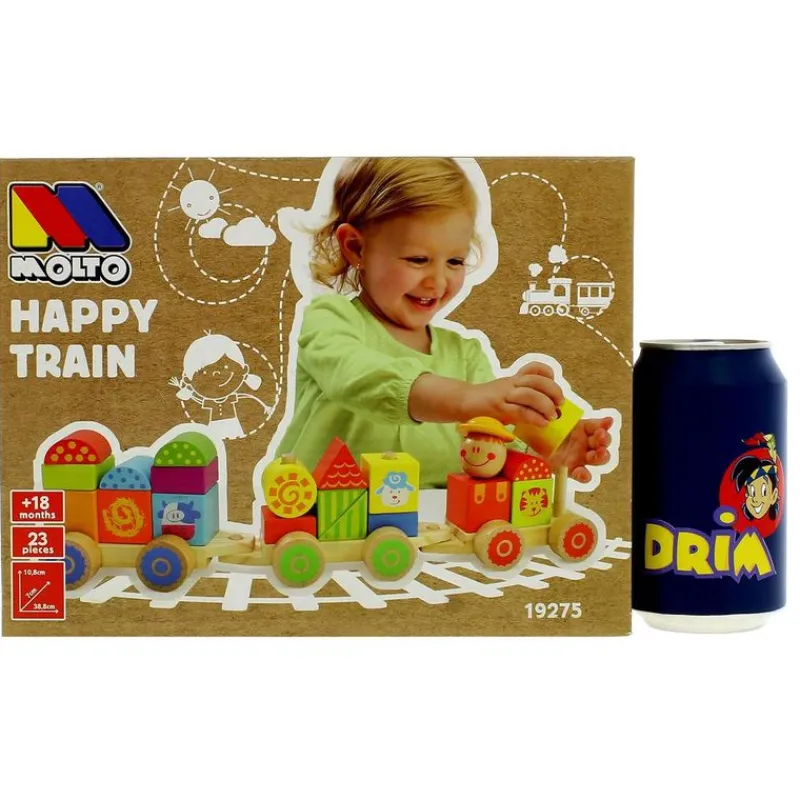 MOLTO Juegos De Madera|Primera Infancia Y Preescolar-Happy Train Tren Infantil de Madera