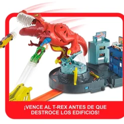 MATTEL Vehículos, Trenes Y Parkings-Hot Wheels City Alboroto del Dinosaurio T-Rex
