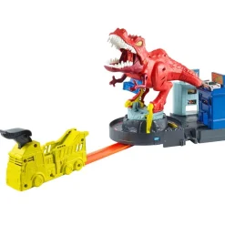 MATTEL Vehículos, Trenes Y Parkings-Hot Wheels City Alboroto del Dinosaurio T-Rex