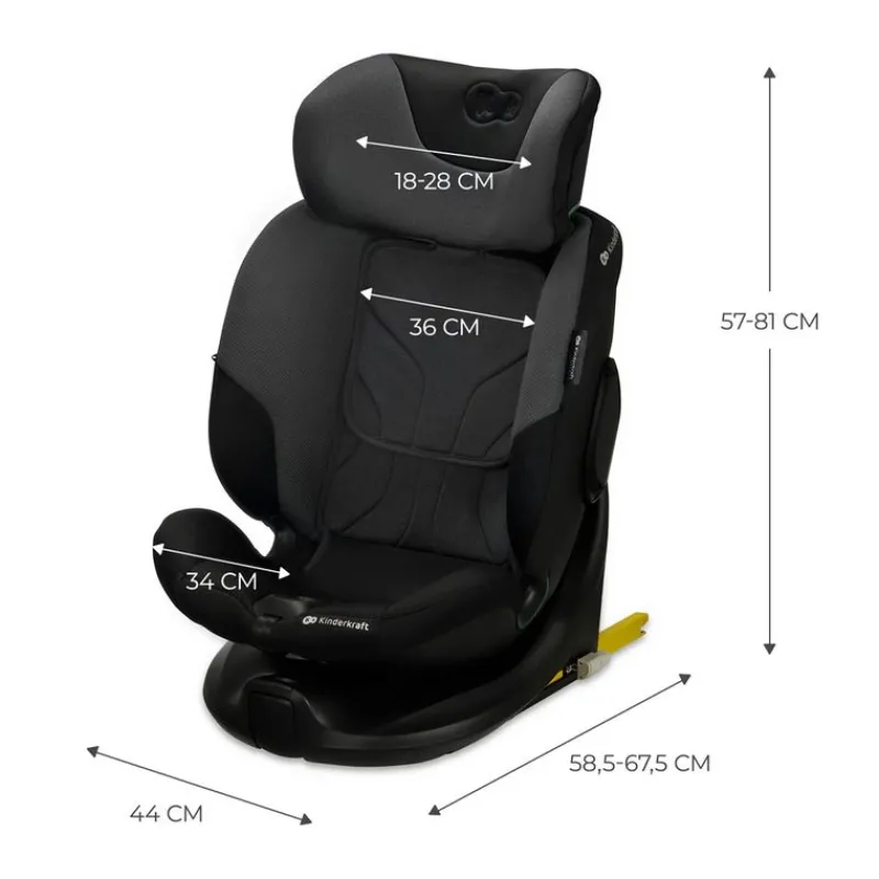 KINDERKRAFT Sillas Con Isofix De 40 A 150 Cm (0 A 12 Años)-I-Fix Isize 360 40-150cm c/ pata Black + Regalo