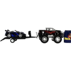 DRIM DISCOUNT Vehículos, Trenes Y Parkings-Jeep de Juguete con Remolque y Descapotable Negro y Azul