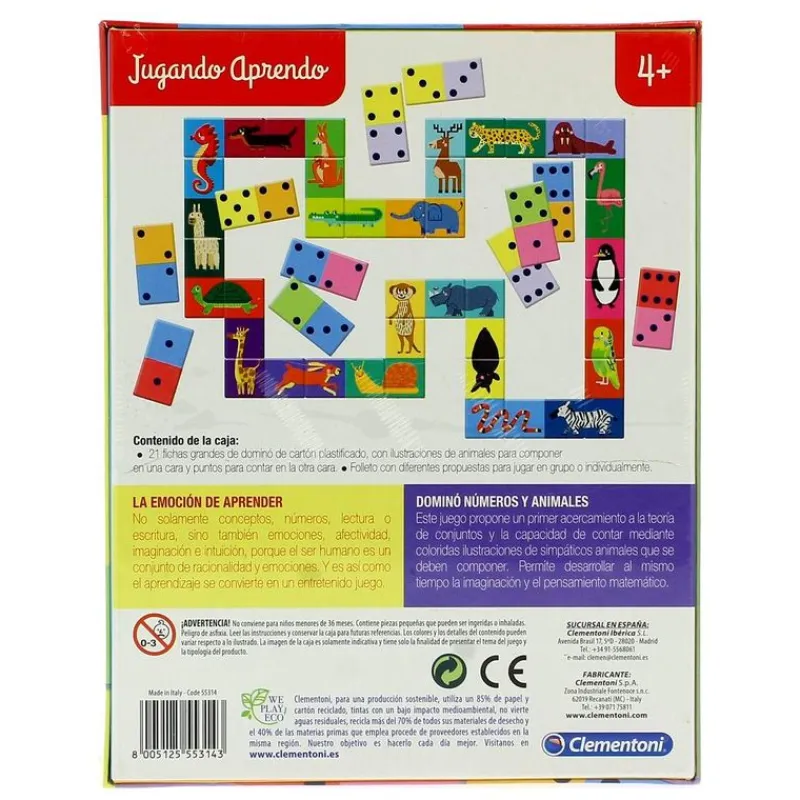 Jugando Aprendo Dominó Números y Animales*CLEMENTONI Sale