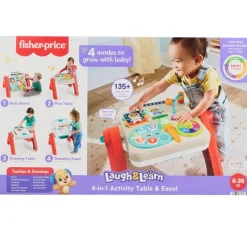 FISHER PRICE Primera Infancia Y Preescolar-Laugh & Learn Mesa de Actividades 4 en 1 y Caballete