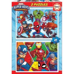 EDUCA Puzzles Y Construcciones-Los Vengadores Pack Puzzle 2x20 Piezas
