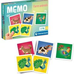 CLEMENTONI Juegos Y Juguetes Educativos-Memory Pocket Granja de Animales