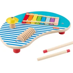 FISHER PRICE Juegos De Madera|Instrumentos Musicales-Mesa de Madera con 3 Instrumentos de Percusión