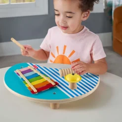 FISHER PRICE Juegos De Madera|Instrumentos Musicales-Mesa de Madera con 3 Instrumentos de Percusión