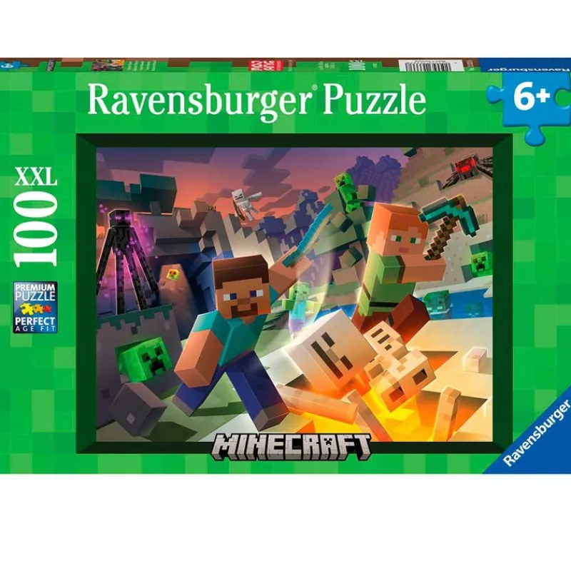 RAVENSBURGER Puzzles Y Construcciones-Minecraft Puzzle 100 Piezas XXL
