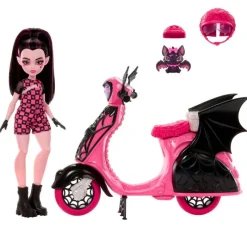 MATTEL Monster High Colección|Muñecas-Monster High Draculaura Moto Vampiritástica