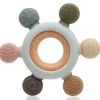 KIOKIDS Chupetes Y Dentición|Juegos De Madera-Mordedor madera y silicona sensorial