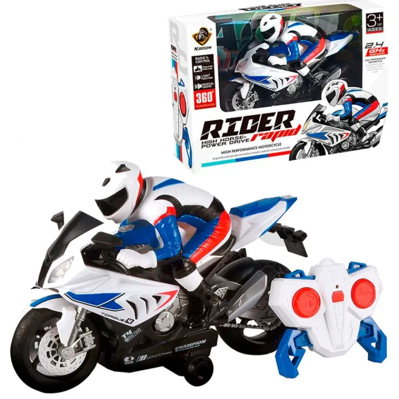 Moto de Carreras Azul y Blanca R/C*DRIM DISCOUNT Discount