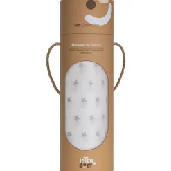 INTERBABY Ropa De Cuna-Muselina 120*120 bambu Stars Blanco/ Gris