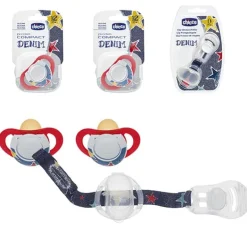 Pack 2 chupetes con clip Denim +12 m*CHICCO New
