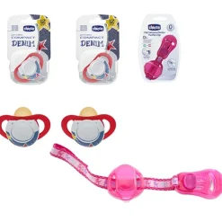 CHICCO Chupetes Y Dentición-Pack 2 chupetes Denim 12 m + clip sujetachupete