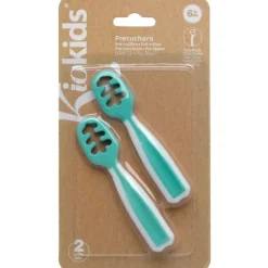 KIOKIDS Vajillas Infantiles-Pack 2 precucharas aprendizaje Verde